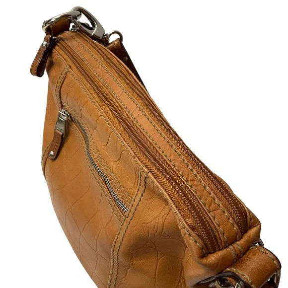 TIGNANELLO Larger Leather Bag Pockets Organizer Convertible Long Strap Tan - Picture 4 of 16